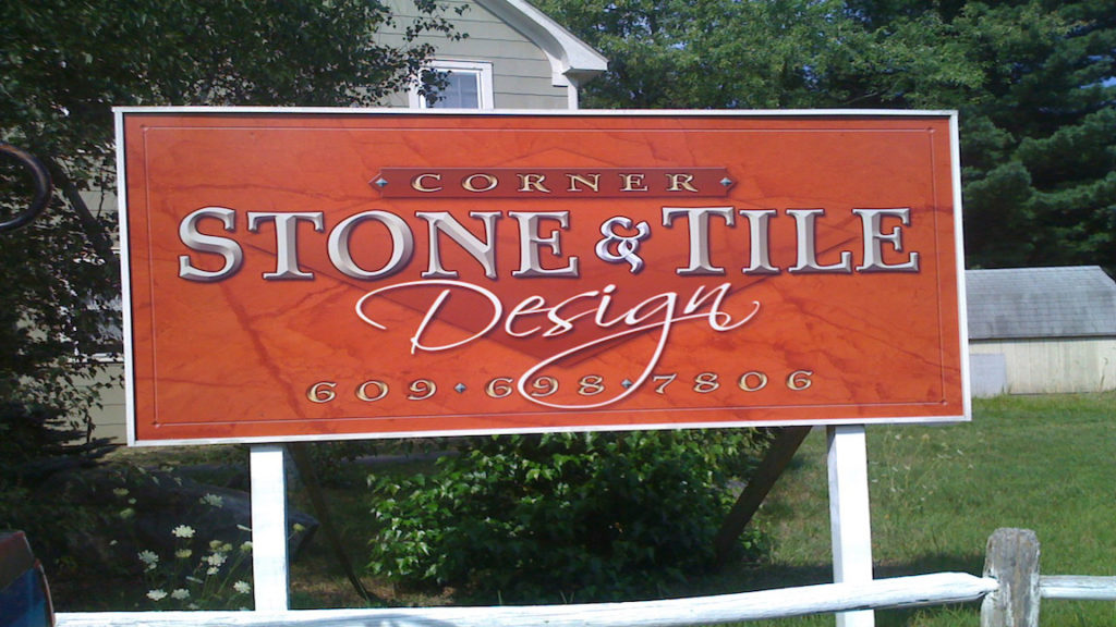 Corner Stone & Tile Design digital print 3-dimensional sign on route 72 in ocean county