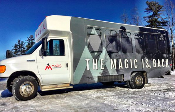 Vinyl Wrapped Ski Area Shuttle Bus Magic Mountain Vermont