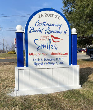 Dentist Office Sign with two posts and monument base