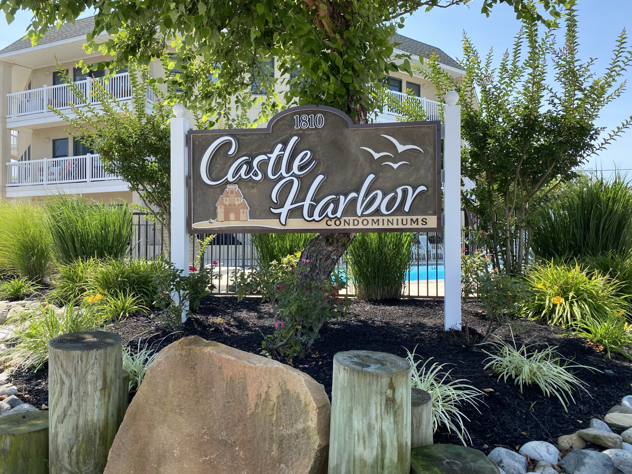 Carved condominium sign