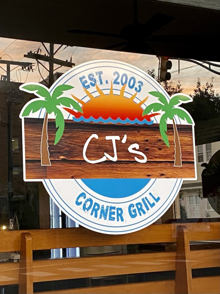 Restaurant vinyl window graphics CJ's Corner Grill