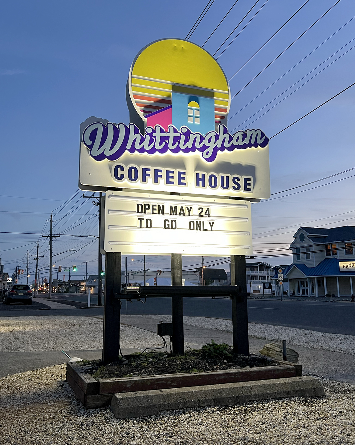 Three-dimensional Whittingham Coffee House storefront signage in Beach Haven combining layered design and dimensional elements for greater visibility