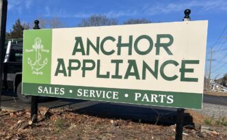 Custom roadside business sign for Coastal Appliance in West Creek NJ with revitalized branding designed for visibility along Route 9 in the Eagleswood West Creek Tuckerton corridor