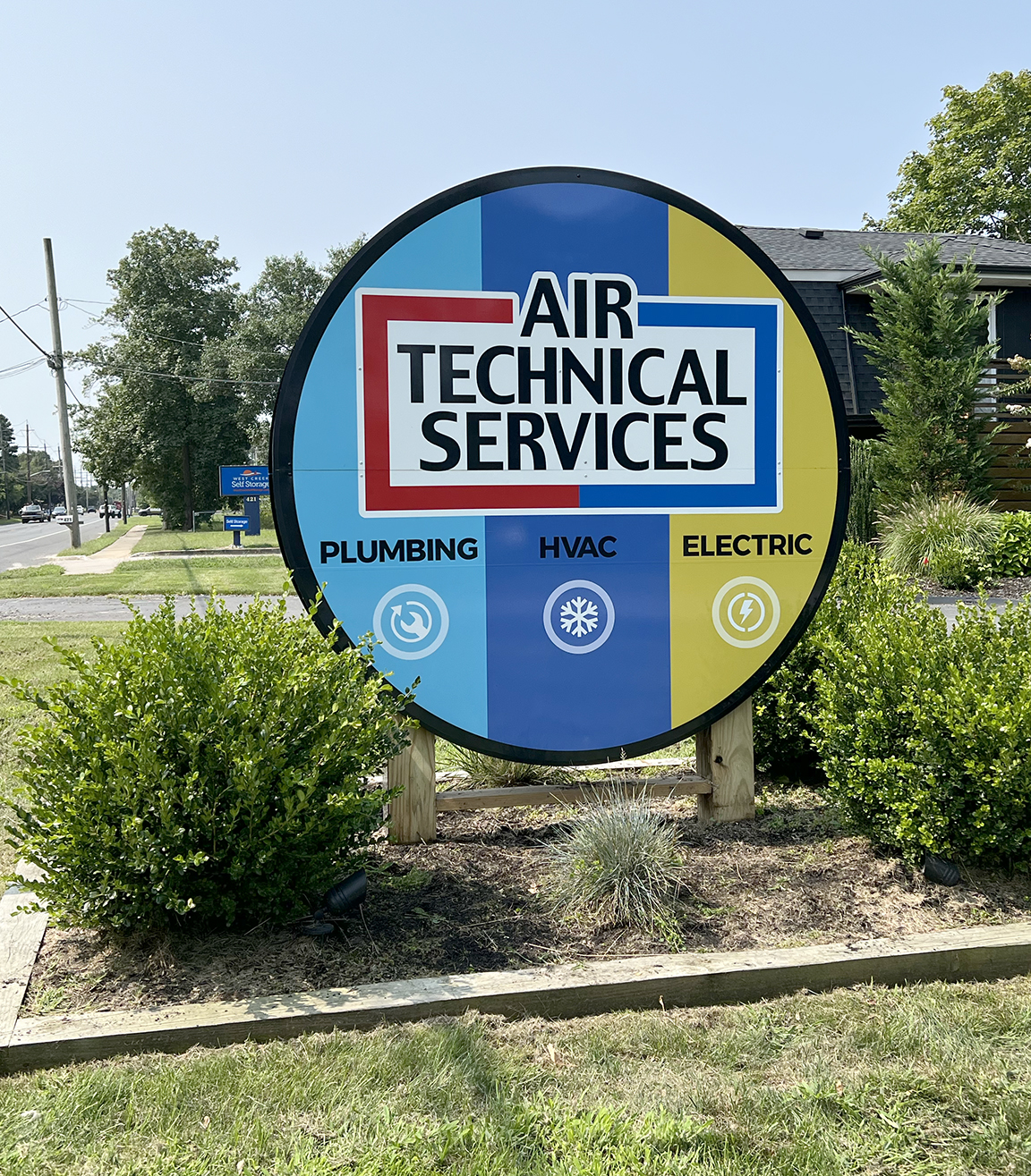 Air Technical Services round roadside monument sign West Creek NJ