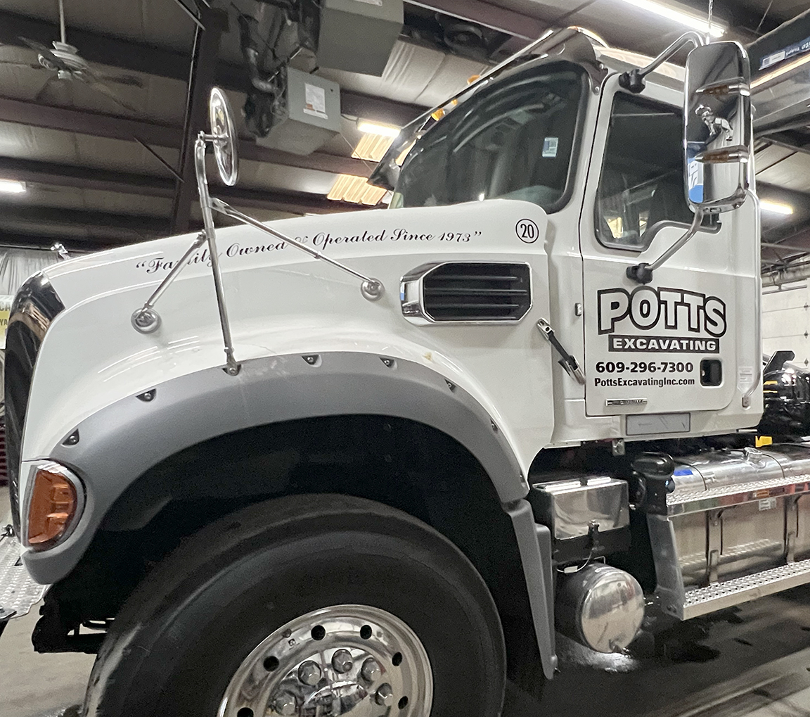 POTTS branded Mack roll-off truck commercial fleet lettering West Creek NJ